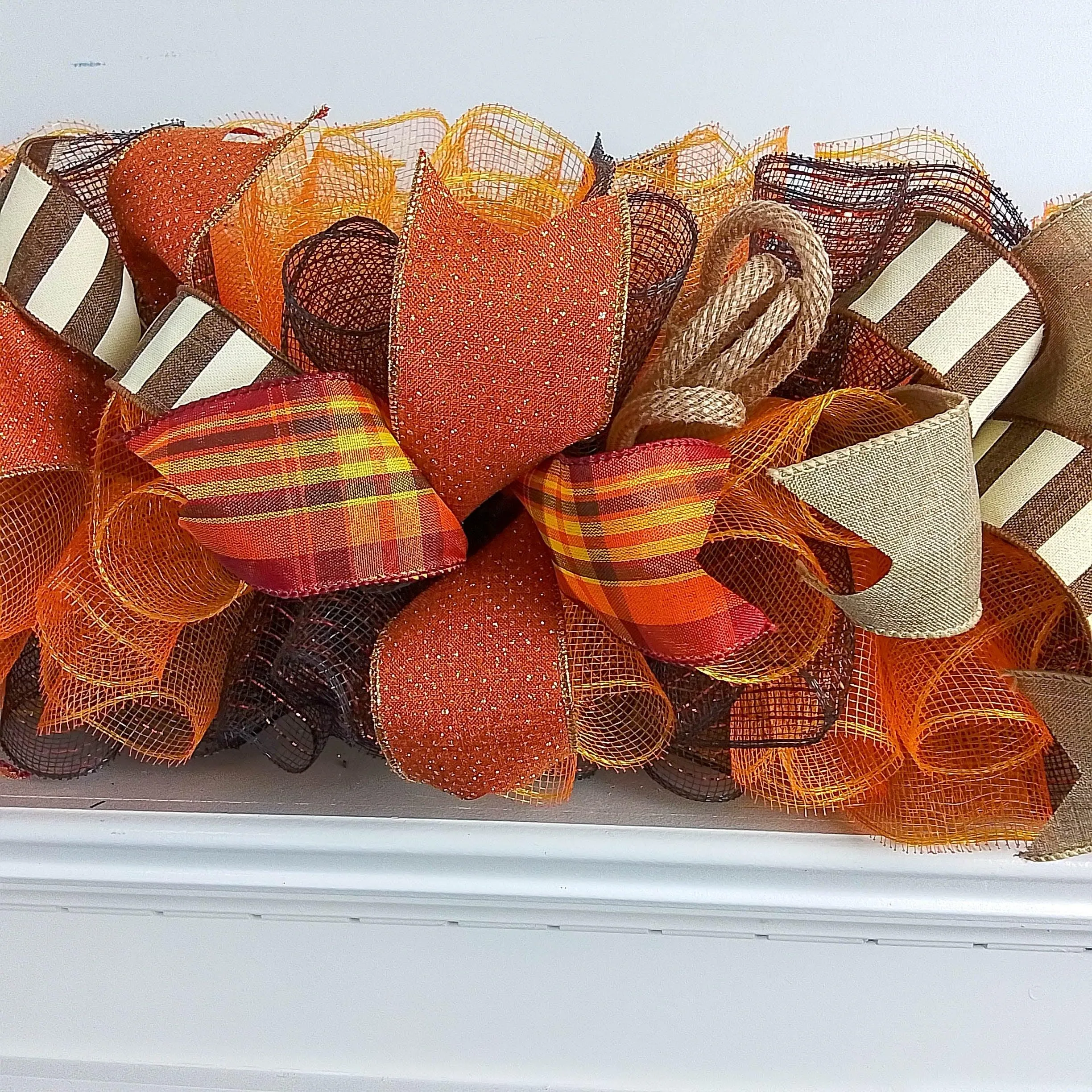 Fall Deco Mesh Garland, Thanksgiving Decoration, Autumn Wreath