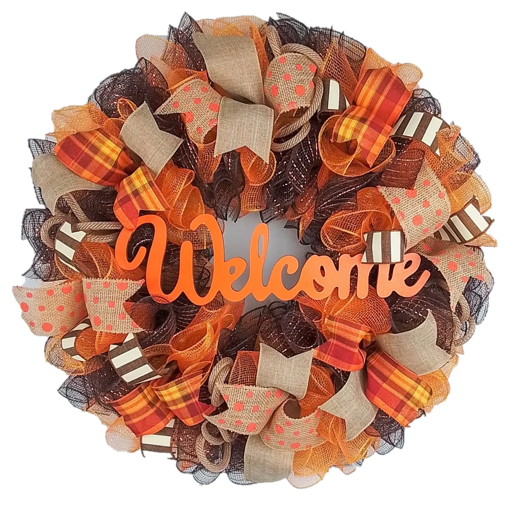 Fall Deco Mesh Garland, Thanksgiving Decoration, Autumn Wreath