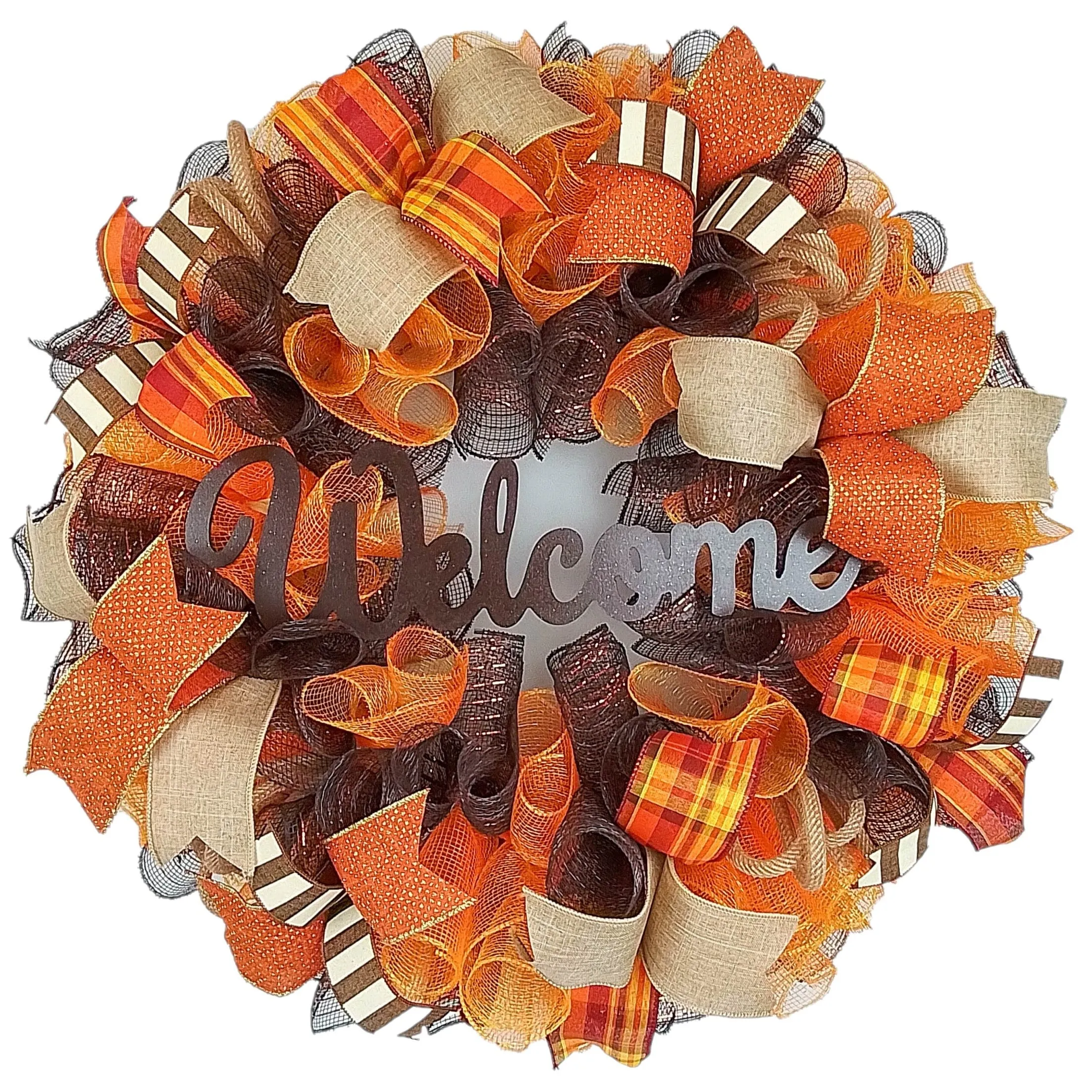 Fall Deco Mesh Garland, Thanksgiving Decoration, Autumn Wreath