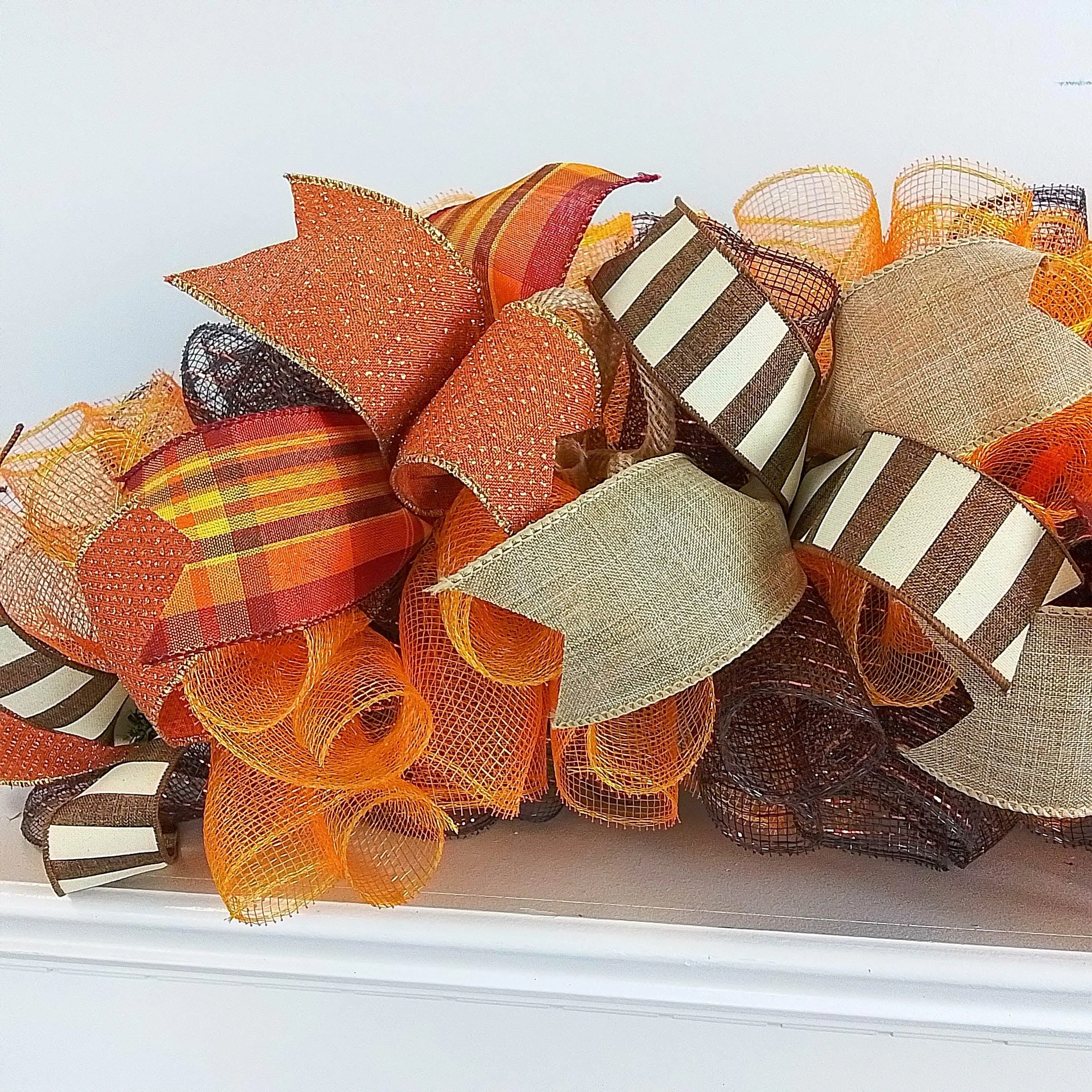 Fall Deco Mesh Garland, Thanksgiving Decoration, Autumn Wreath