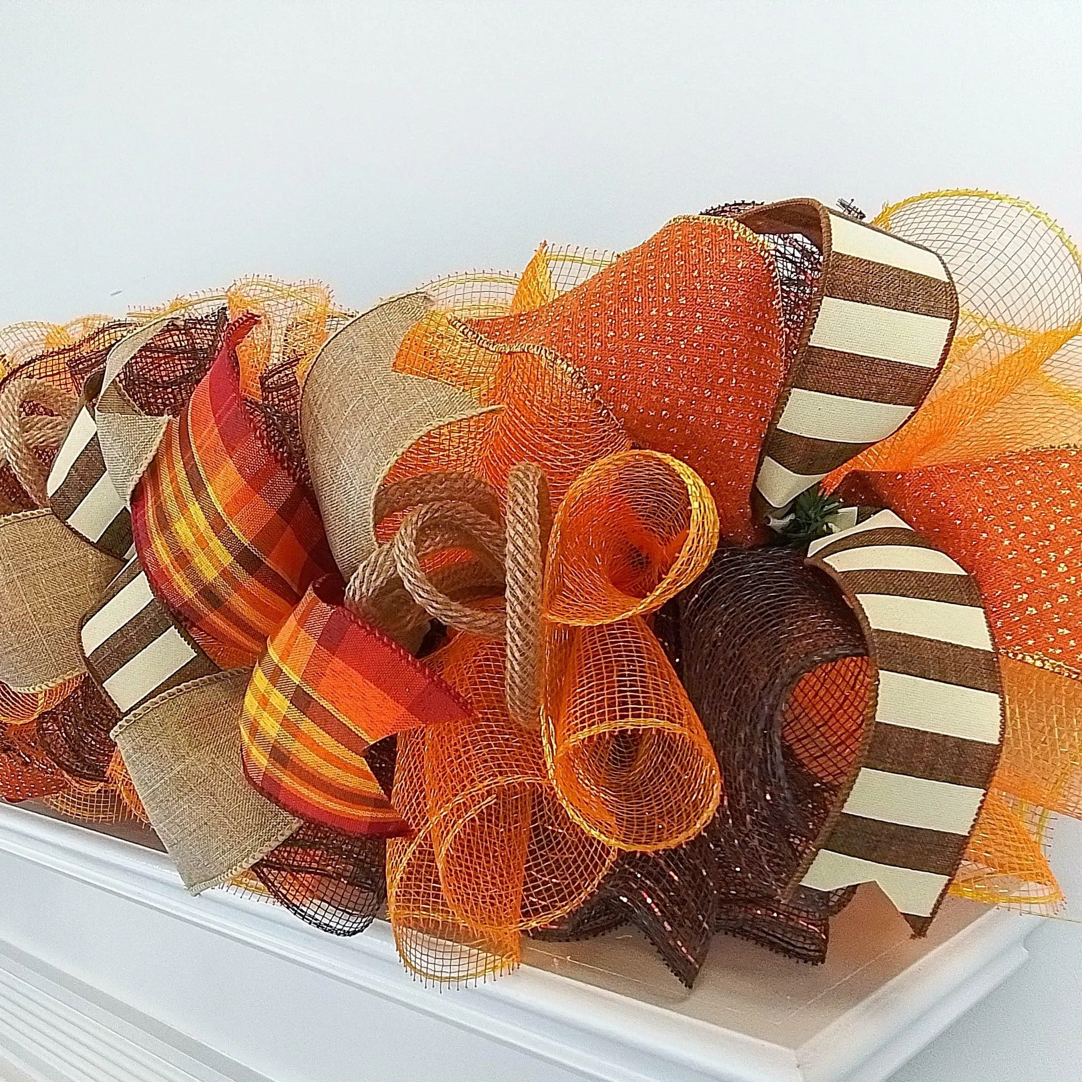 Fall Deco Mesh Garland, Thanksgiving Decoration, Autumn Wreath