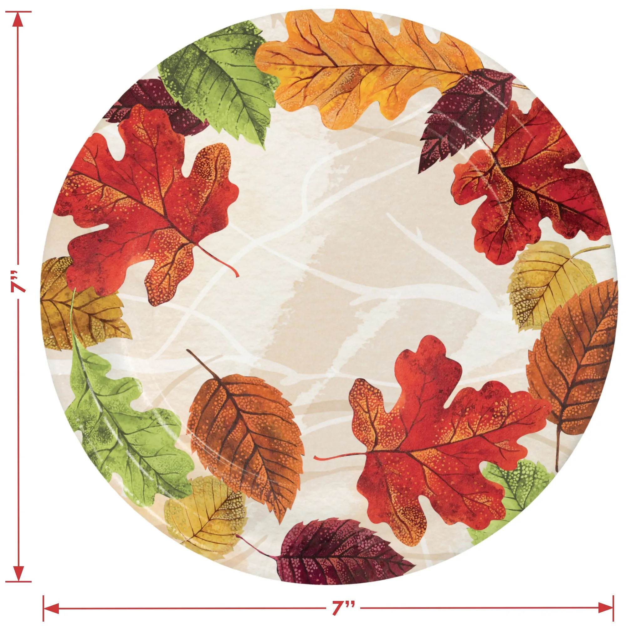 Fall Leaves Paper Dessert Plates, Napkins, and Forks for Thanksgiving and Autumn Parties Tableware (Serves 16)