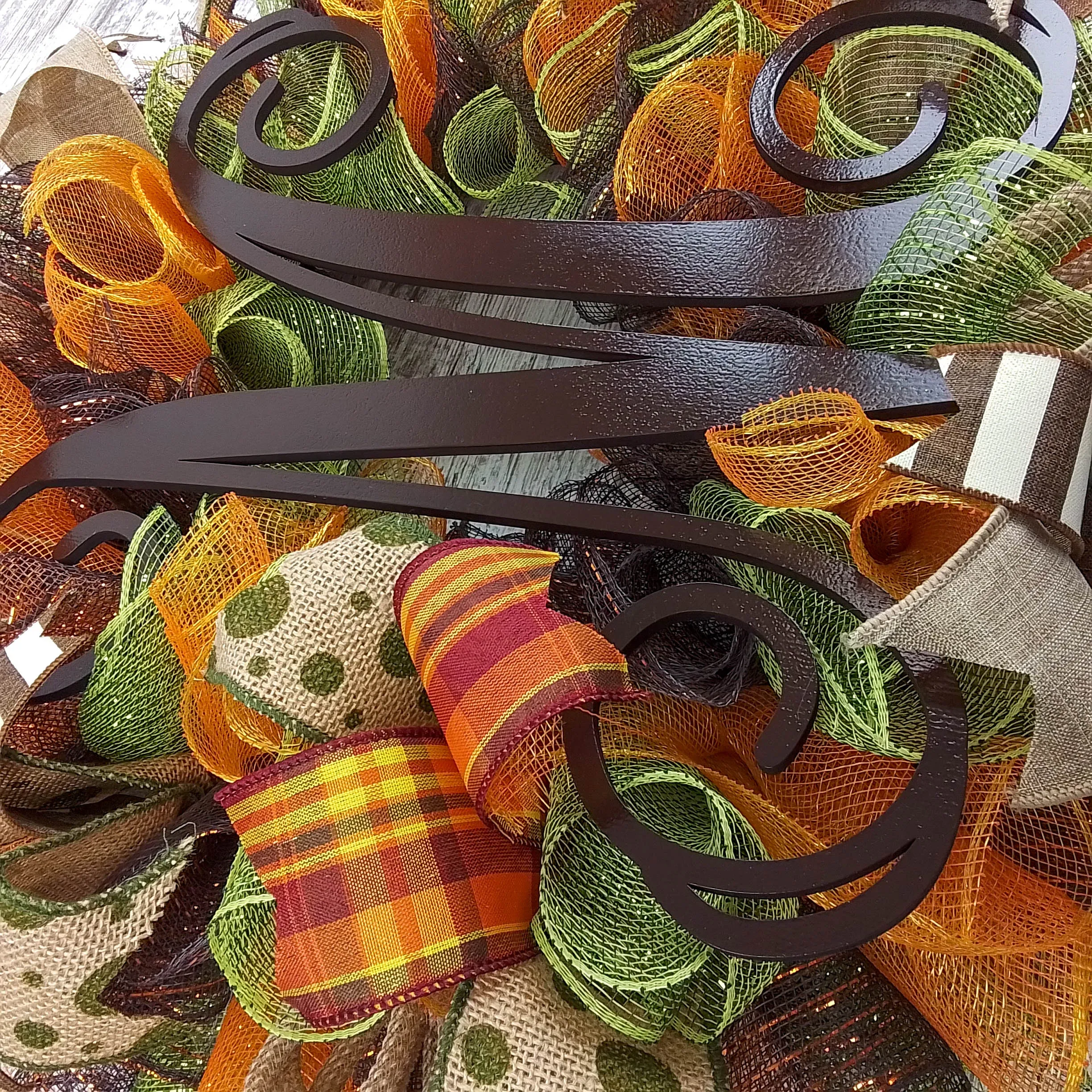 Fall Wreaths | Thanksgiving Monogram Moss Green Door Wreath - F1