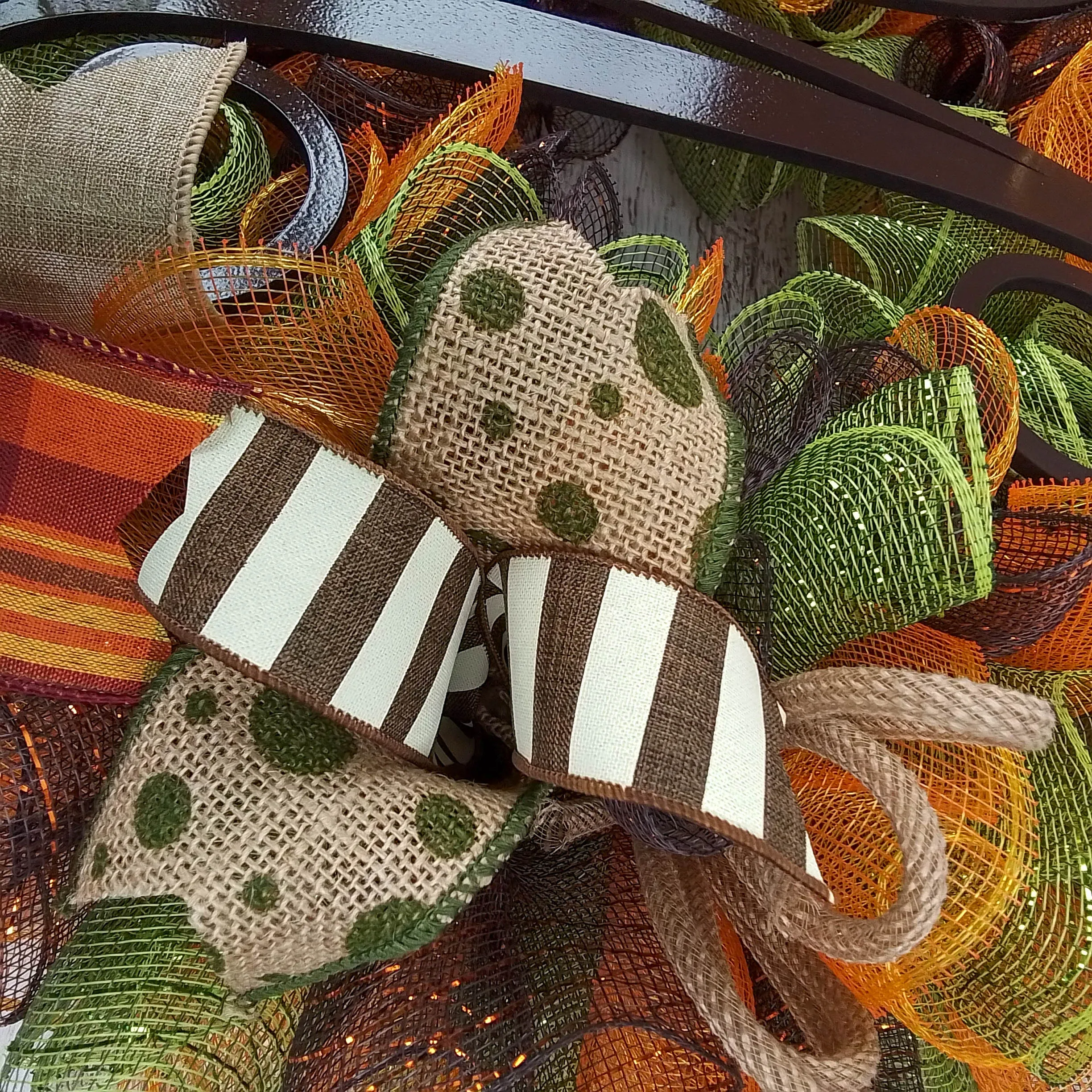 Fall Wreaths | Thanksgiving Monogram Moss Green Door Wreath - F1