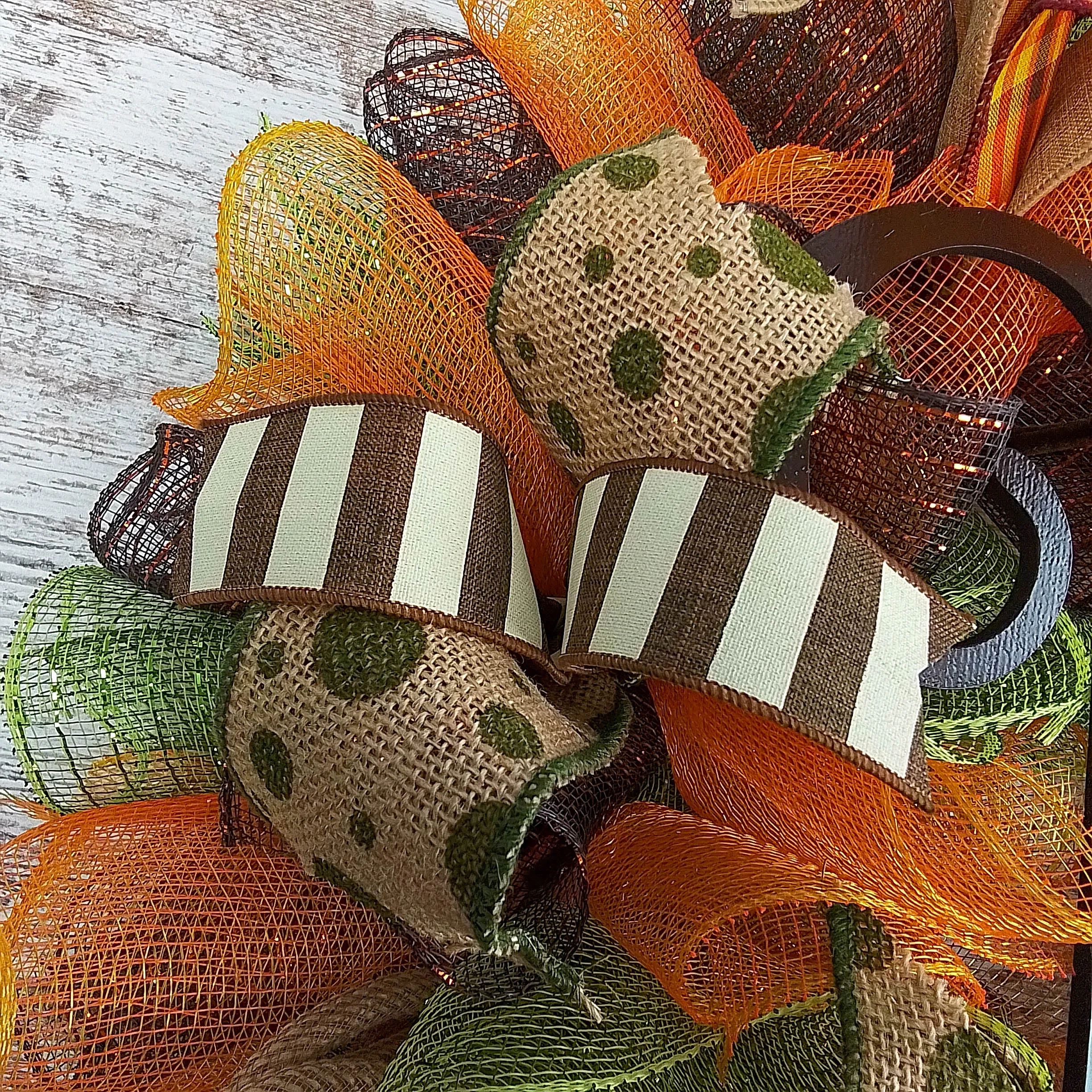 Fall Wreaths | Thanksgiving Monogram Moss Green Door Wreath - F1