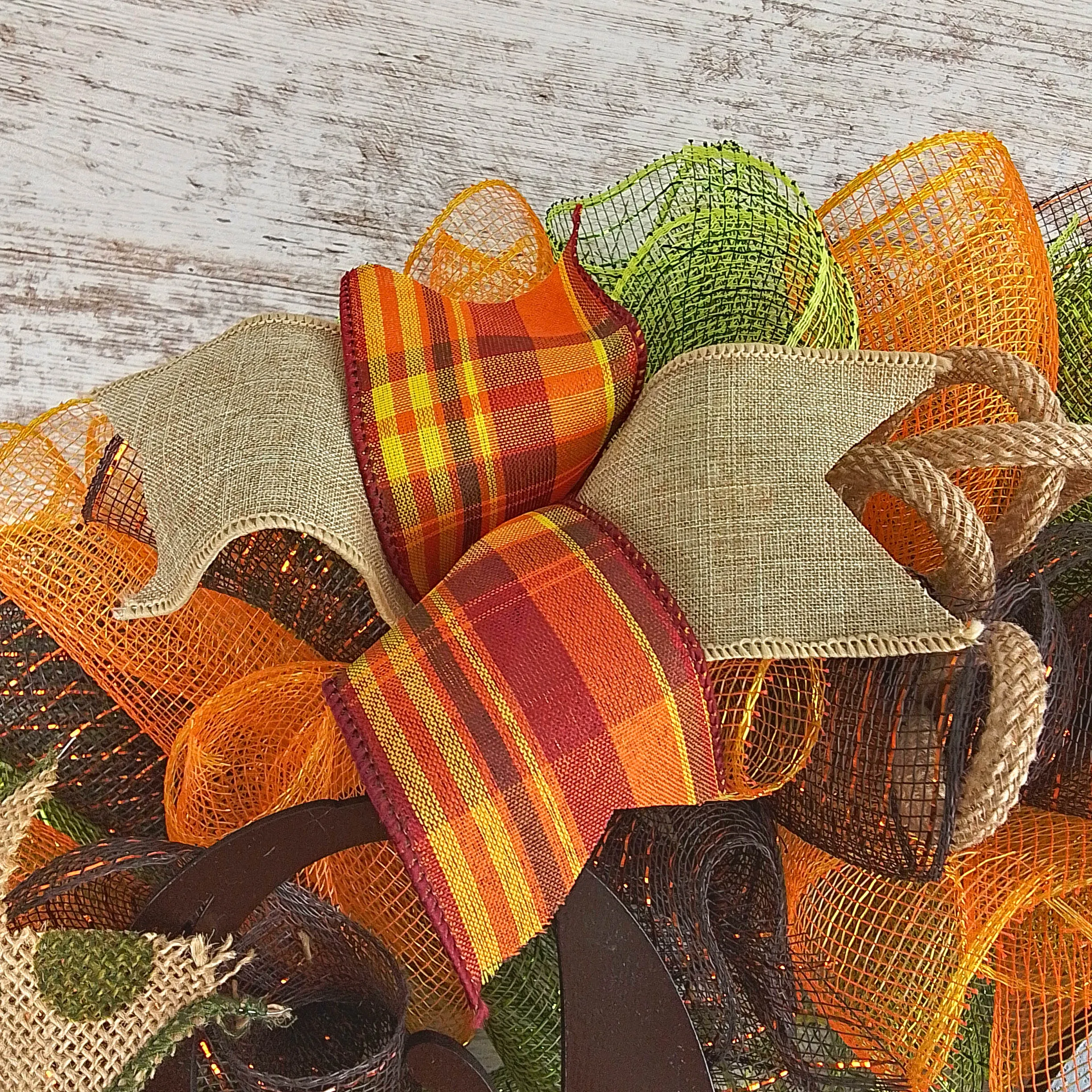 Fall Wreaths | Thanksgiving Monogram Moss Green Door Wreath - F1