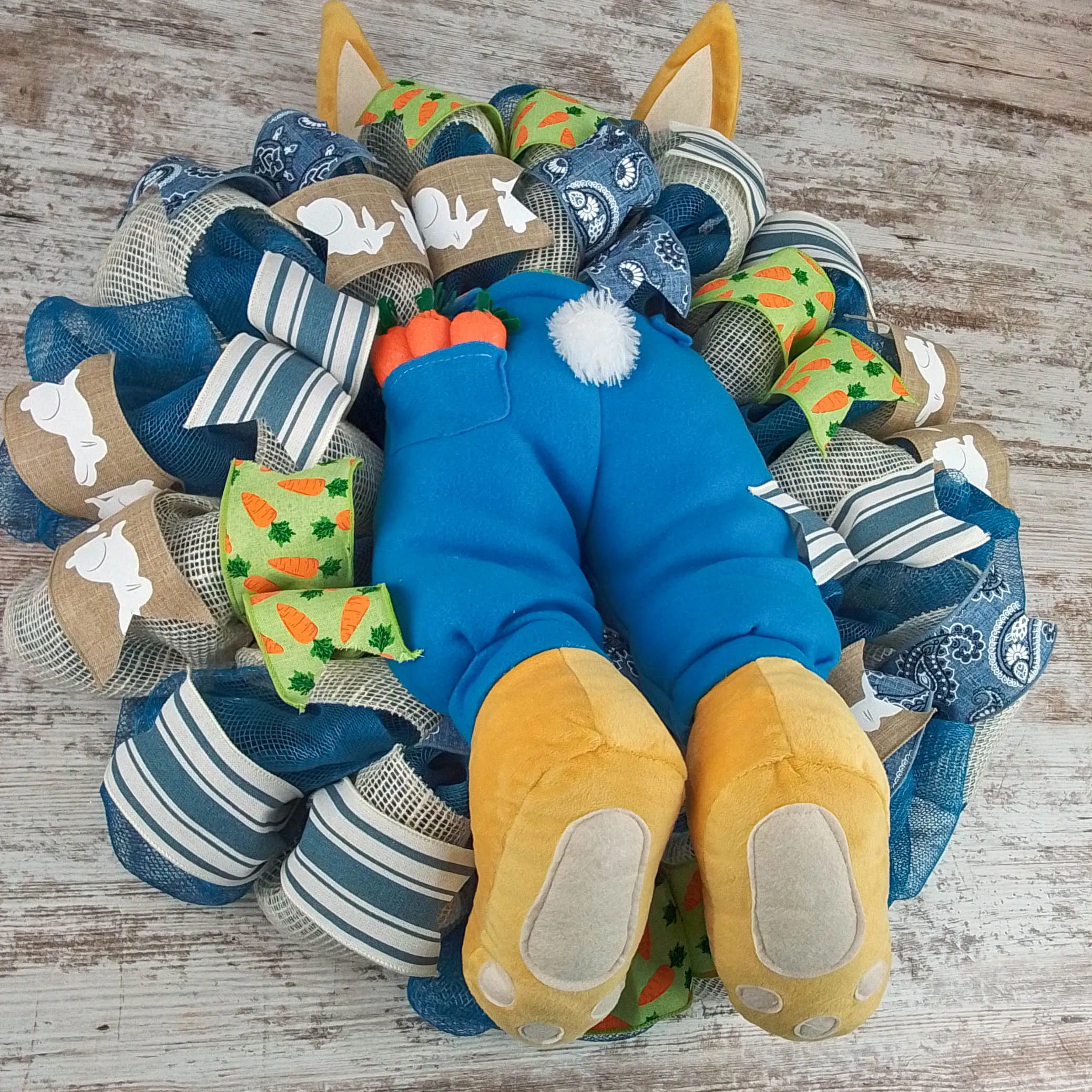 Farmhouse Easter Bunny Butt Garden Welcome Door Wreath