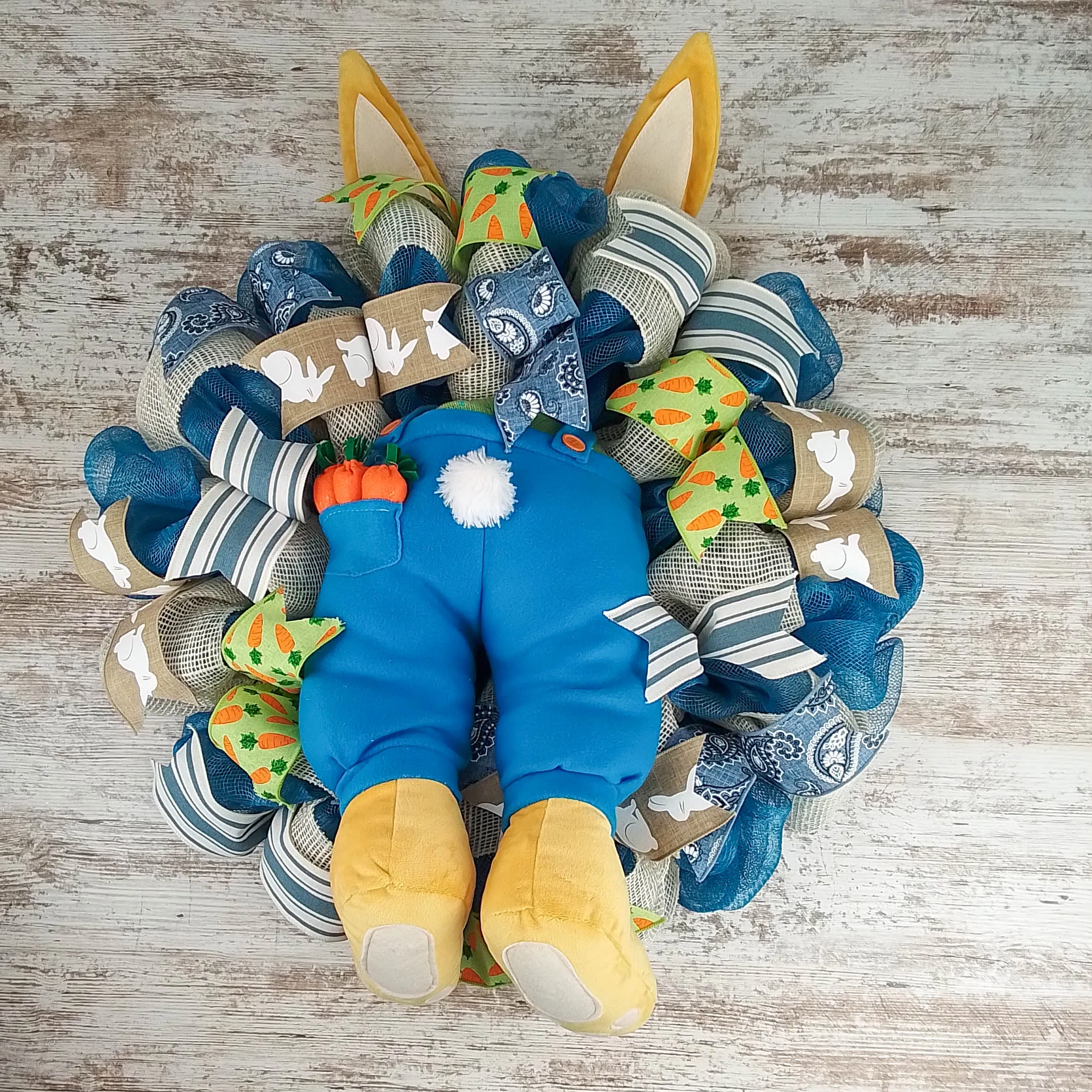 Farmhouse Easter Bunny Butt Garden Welcome Door Wreath
