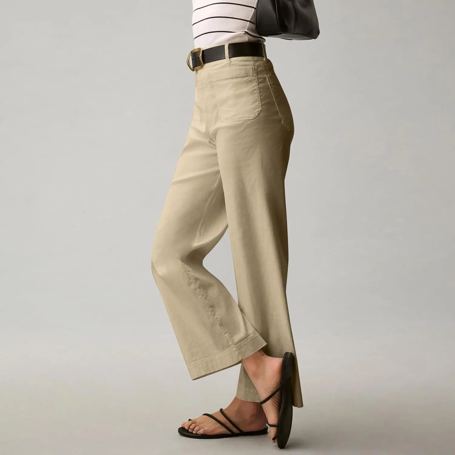 Fashion Solid Color Pants for Women Straight Leg Buttoned Baggy Lounge Cropped Trouser Fall Relaxed Fit Holiday Pants