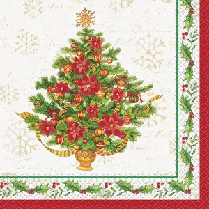 Festive Poinsettia Christmas Napkins 16pk