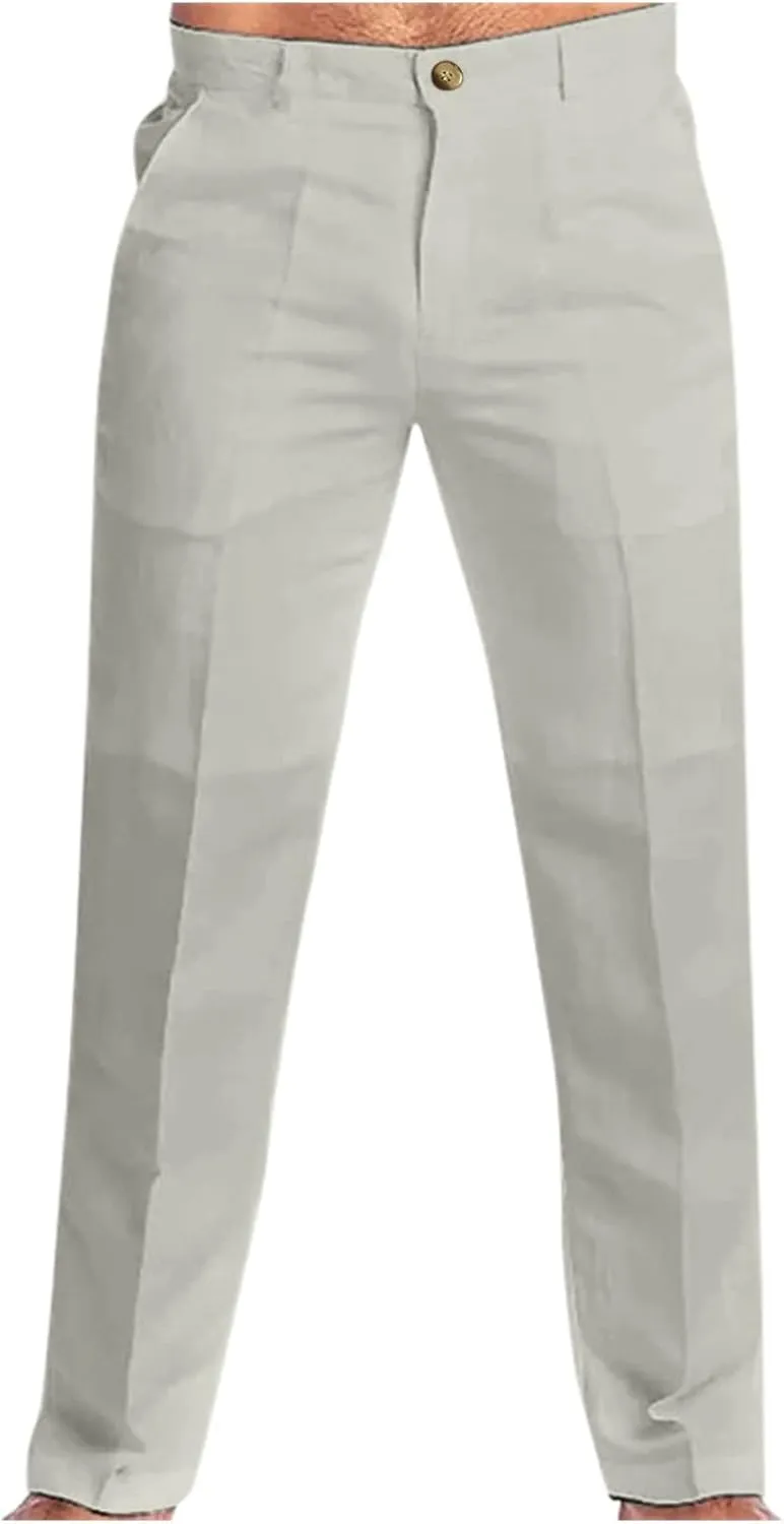 FZVYD Men's Stretch Pants Mens Casual Elastic Drawstring Cargo Pants Lightweight Relaxed Fit Cotton Workout Sweatpants 2023