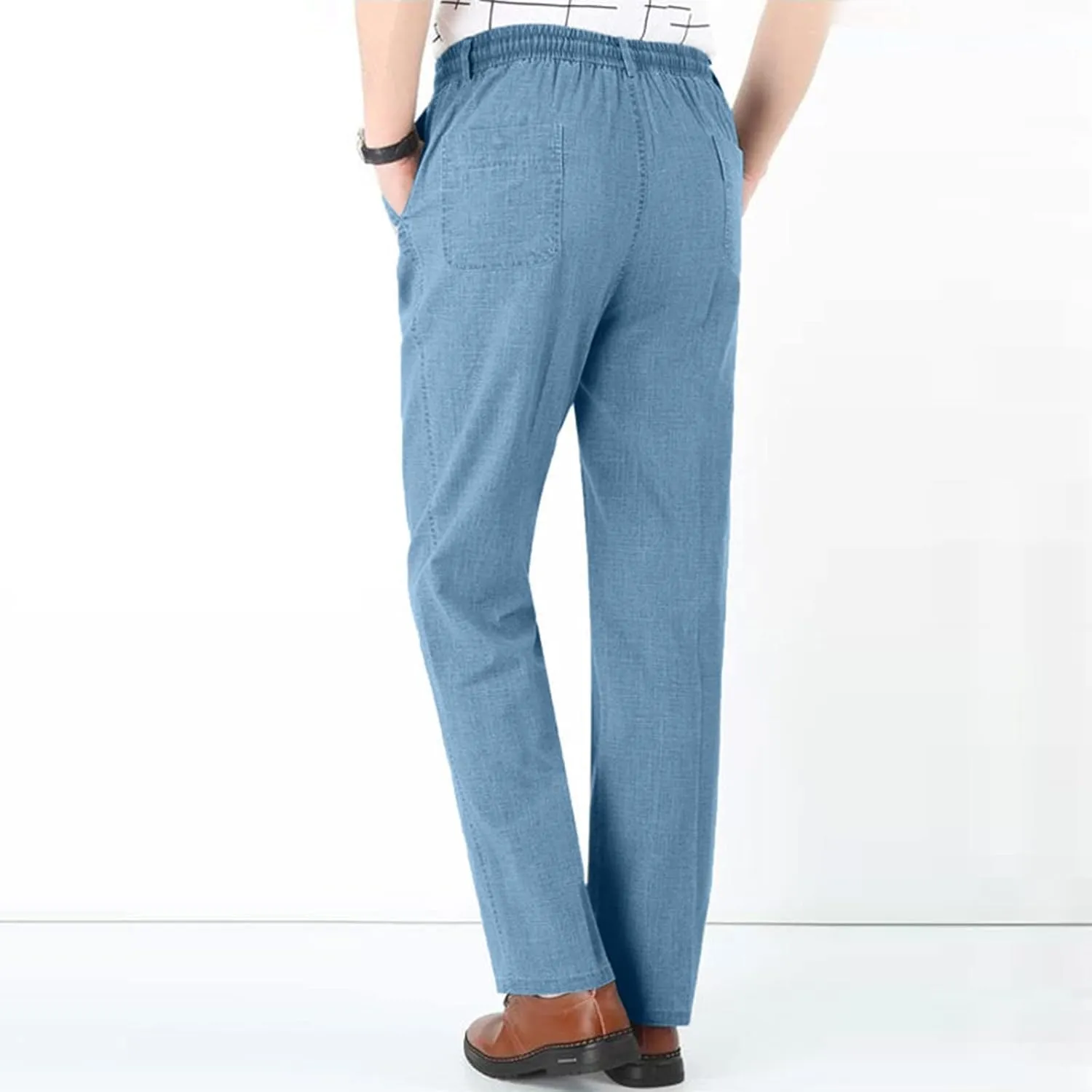 FZVYD Ripped Jeans Men Mens Casual Elastic Drawstring Cargo Pants Lightweight Relaxed Fit Cotton Workout Sweatpants 2023