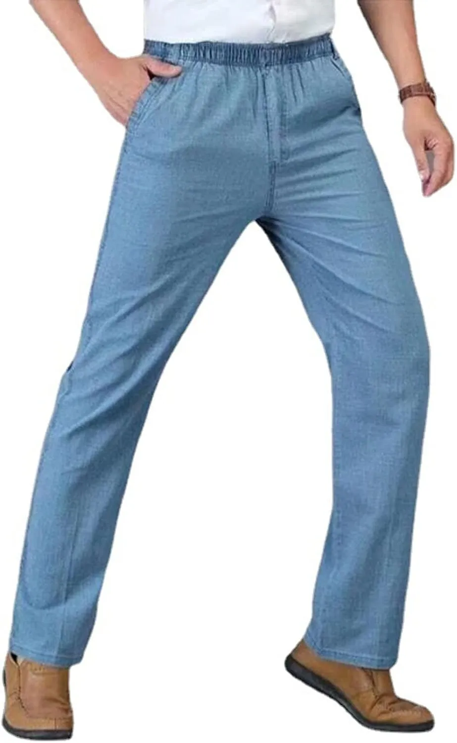 FZVYD Ripped Jeans Men Mens Casual Elastic Drawstring Cargo Pants Lightweight Relaxed Fit Cotton Workout Sweatpants 2023
