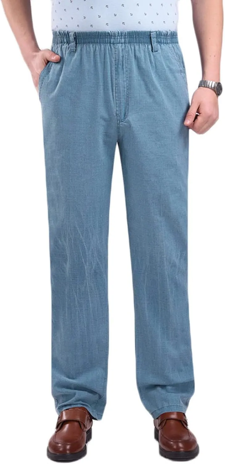 FZVYD Ripped Jeans Men Mens Casual Elastic Drawstring Cargo Pants Lightweight Relaxed Fit Cotton Workout Sweatpants 2023