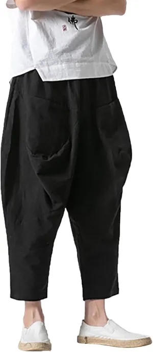 FZVYD Trousers for Men Mens Casual Elastic Drawstring Cargo Pants Lightweight Relaxed Fit Cotton Workout Sweatpants 2023