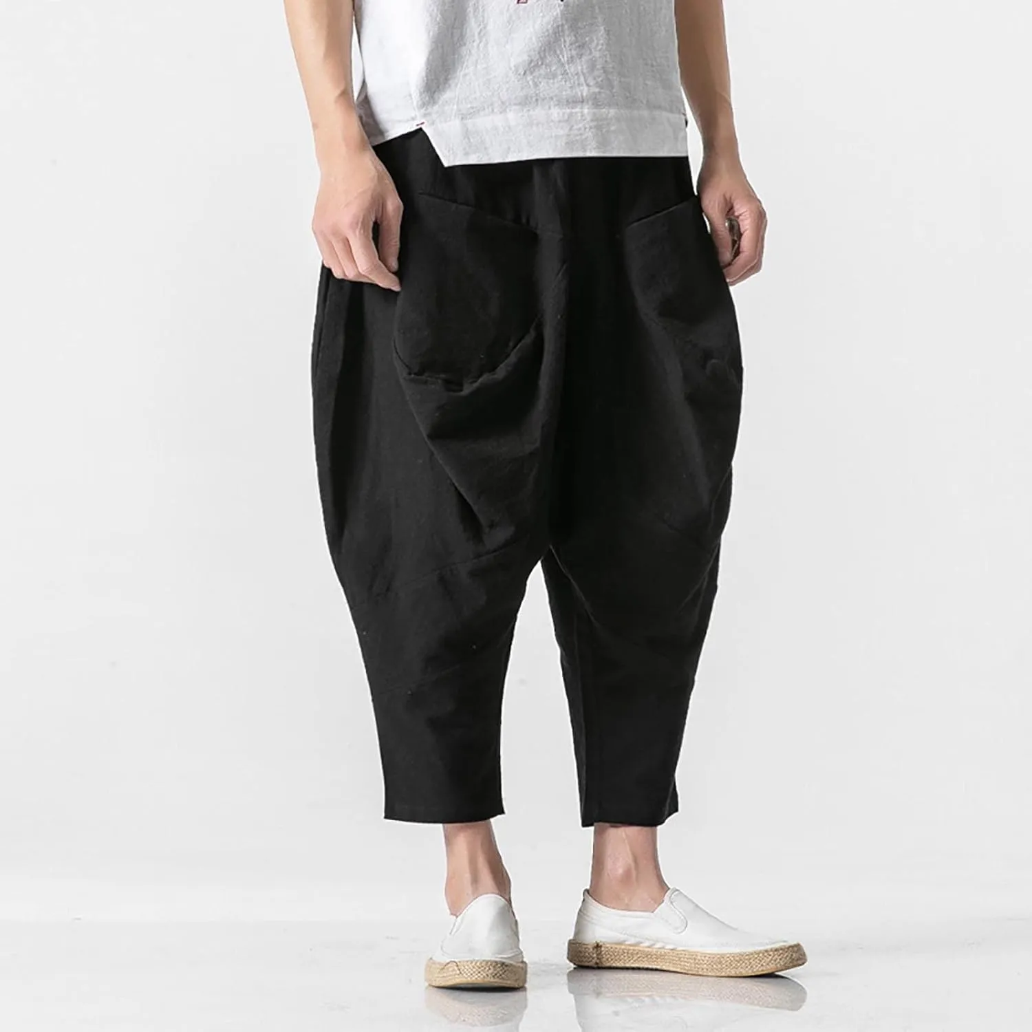FZVYD Trousers for Men Mens Casual Elastic Drawstring Cargo Pants Lightweight Relaxed Fit Cotton Workout Sweatpants 2023