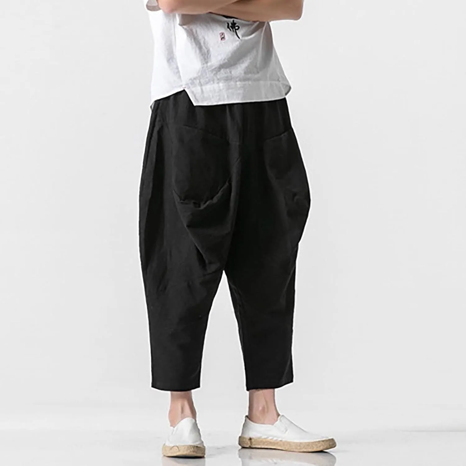 FZVYD Trousers for Men Mens Casual Elastic Drawstring Cargo Pants Lightweight Relaxed Fit Cotton Workout Sweatpants 2023