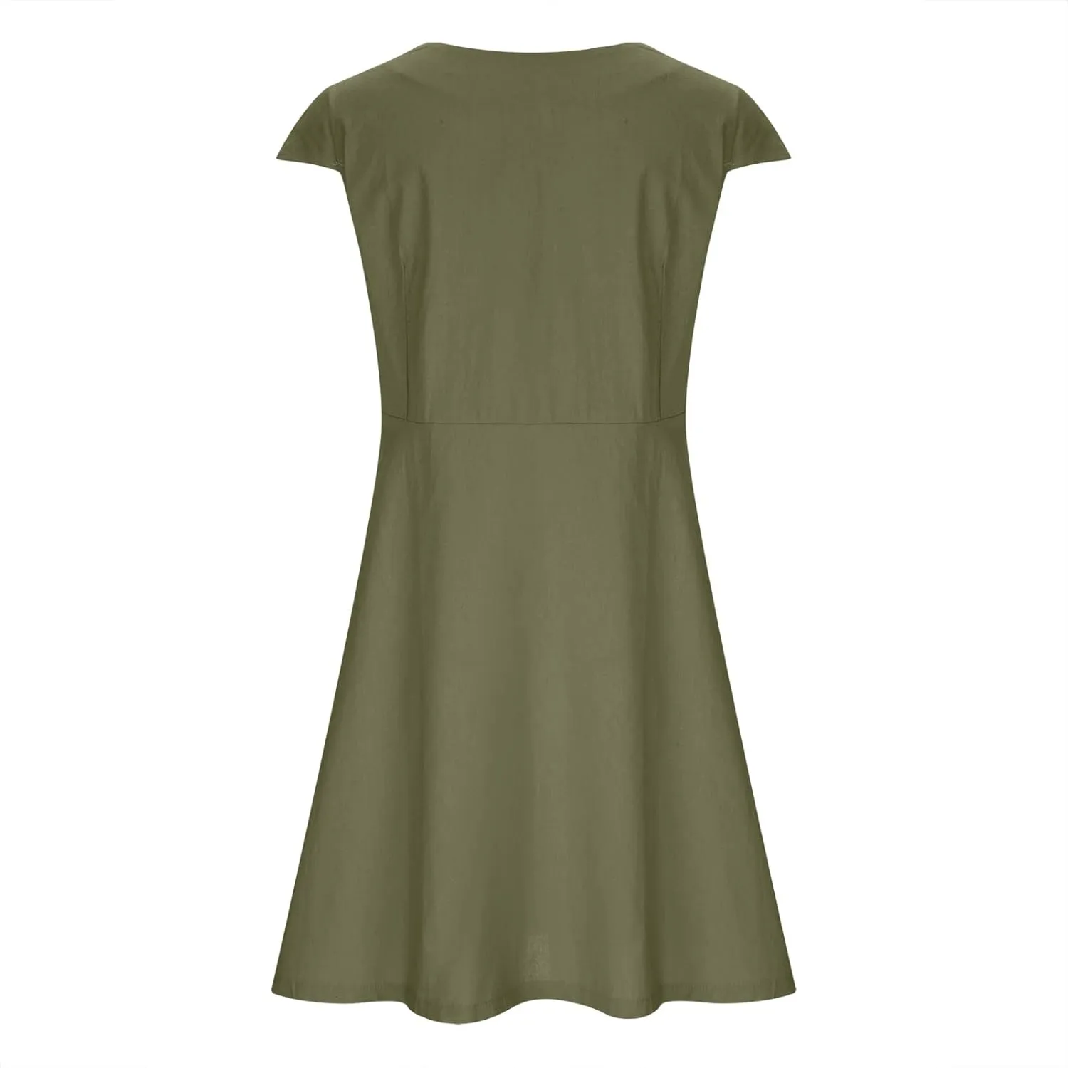 FZYLQY Women Summer Dresses 2024 Casual Back Zipper Cotton Linen Beach Vacation Knee Length Boat Neck Cap Sleeve Short Dress