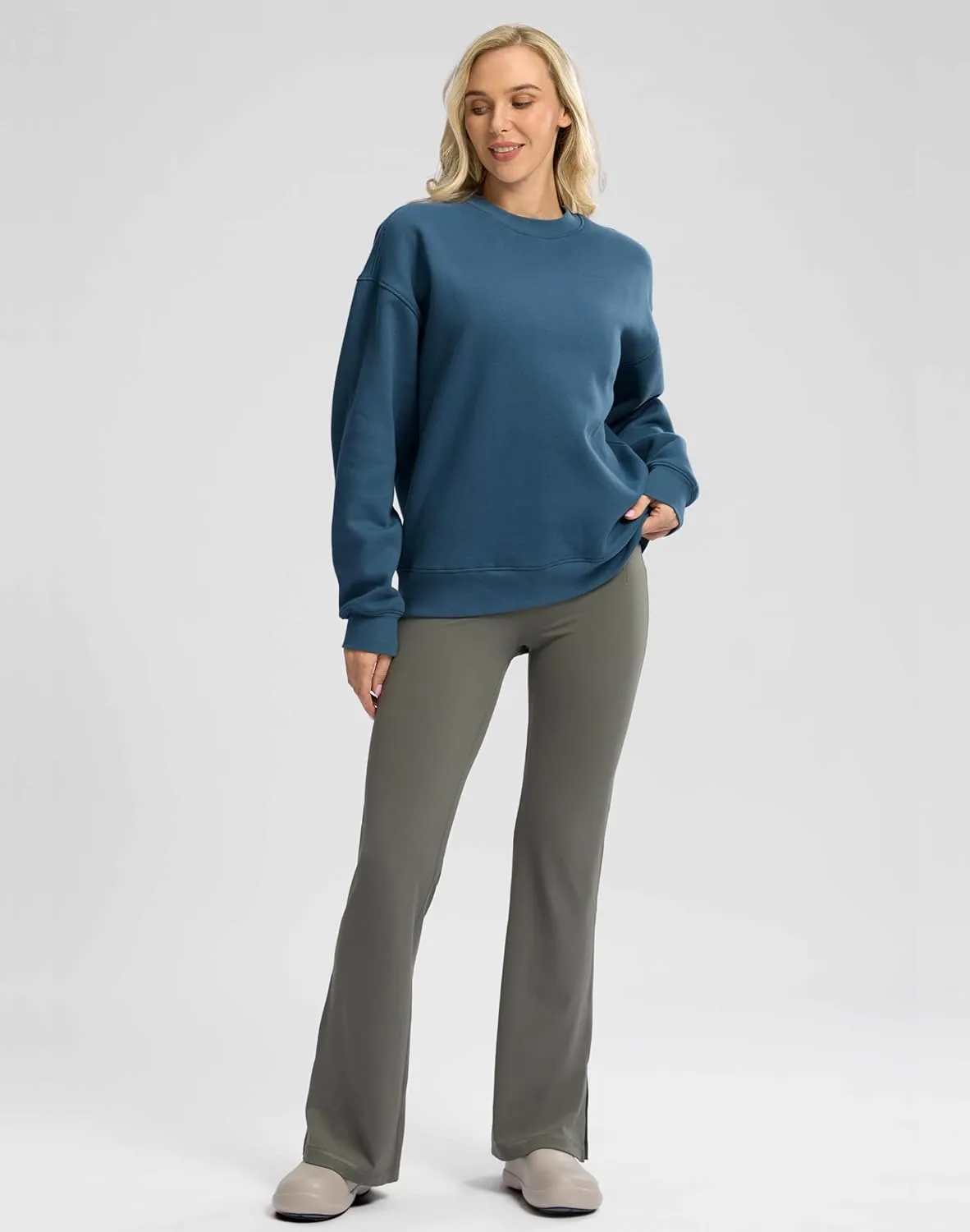 G Gradual Women's Crewneck Sweatshirts Oversized Cotton-blend Fleece Pullover Sweatshirt for Women Loose Fit