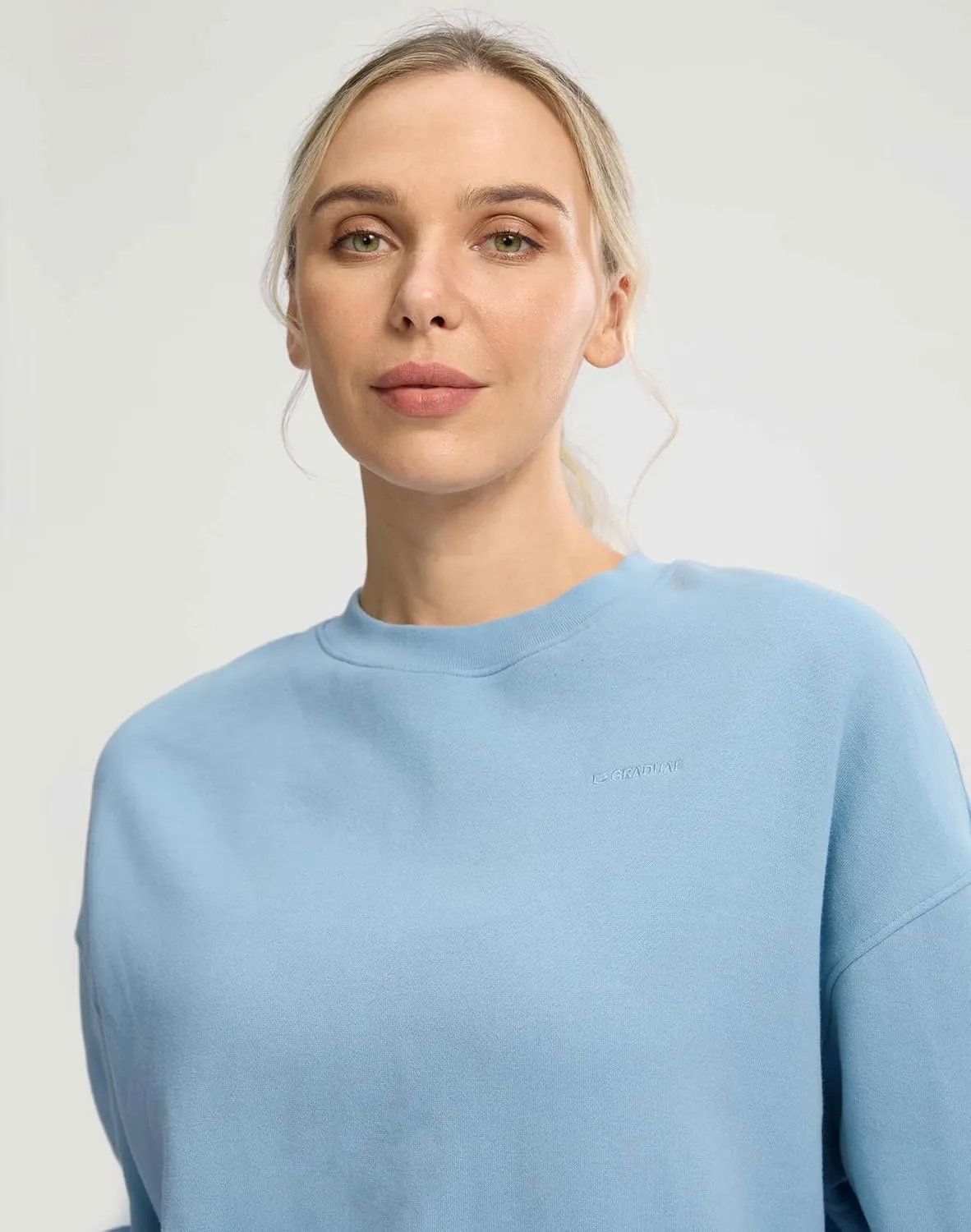 G Gradual Women's Crewneck Sweatshirts Oversized Cotton-blend Fleece Pullover Sweatshirt for Women Loose Fit