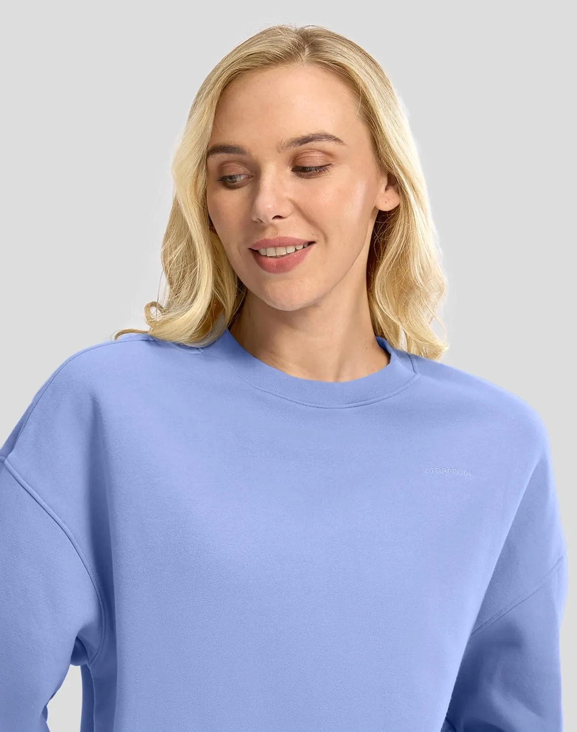 G Gradual Women's Crewneck Sweatshirts Oversized Cotton-blend Fleece Pullover Sweatshirt for Women Loose Fit