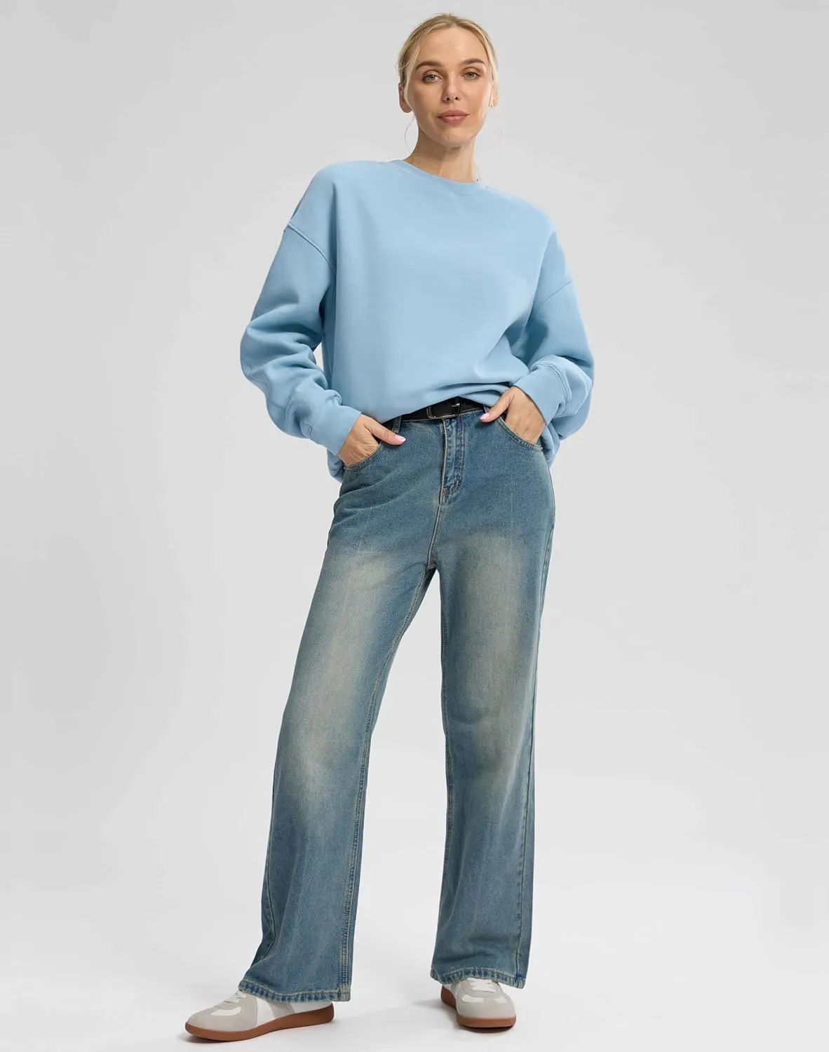 G Gradual Women's Crewneck Sweatshirts Oversized Cotton-blend Fleece Pullover Sweatshirt for Women Loose Fit