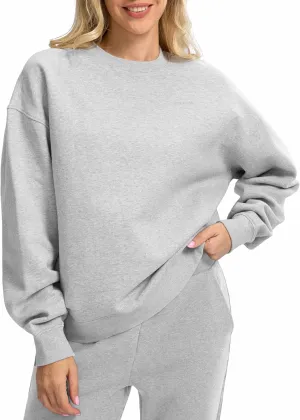 G Gradual Women's Crewneck Sweatshirts Oversized Cotton-blend Fleece Pullover Sweatshirt for Women Loose Fit