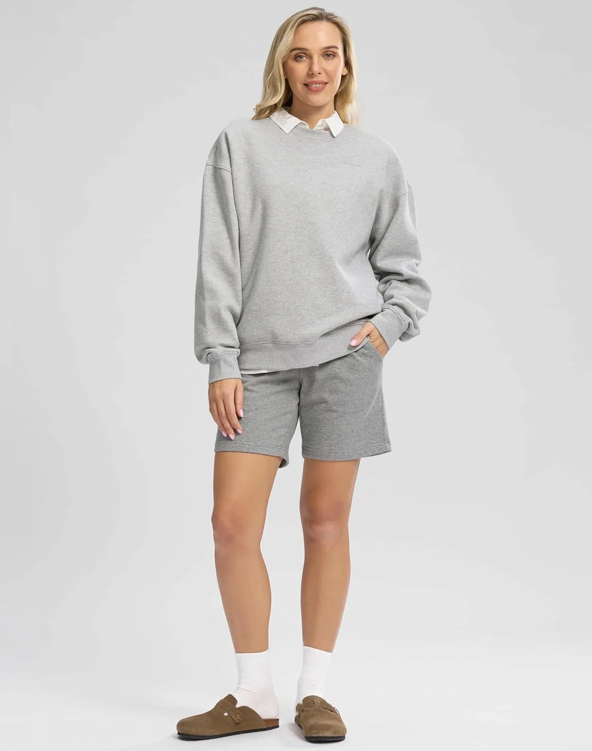 G Gradual Women's Crewneck Sweatshirts Oversized Cotton-blend Fleece Pullover Sweatshirt for Women Loose Fit