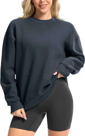 G Gradual Women's Crewneck Sweatshirts Oversized Cotton-blend Fleece Pullover Sweatshirt for Women Loose Fit