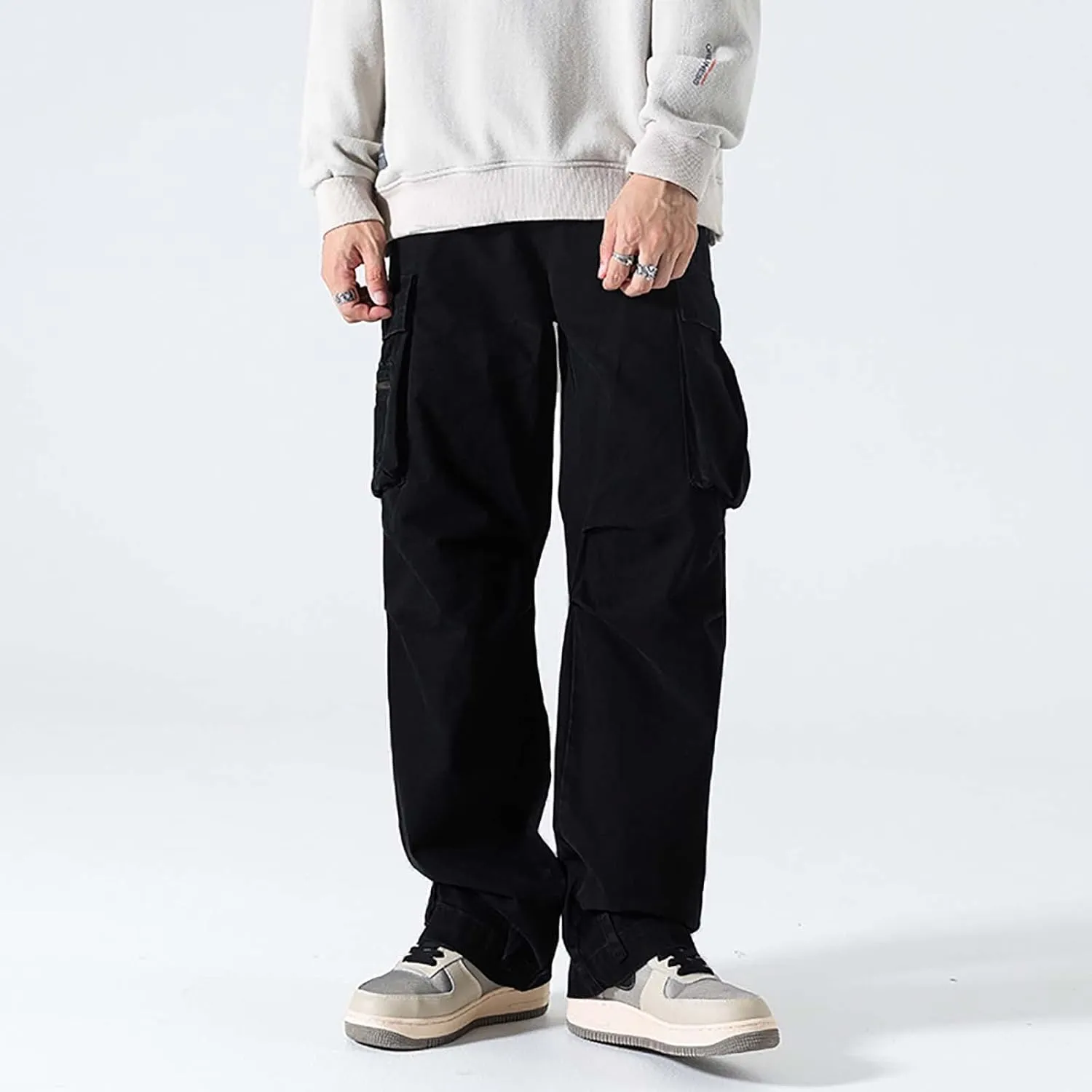 GIERIDUC Cargo Pants for Men Relaxed Fit Black Dress Pants Men Slim Fit Wide Leg Corduroy Pants Mens Stretch Suit Pants Mens