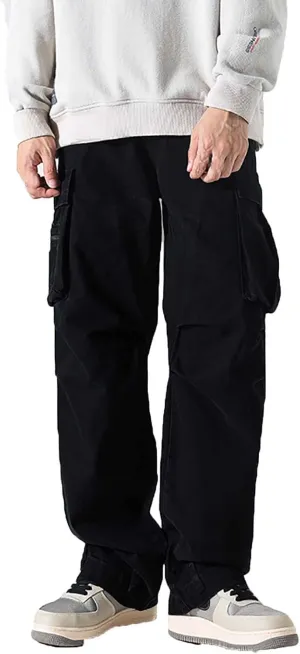 GIERIDUC Cargo Pants for Men Relaxed Fit Black Dress Pants Men Slim Fit Wide Leg Corduroy Pants Mens Stretch Suit Pants Mens