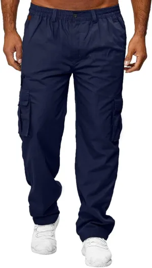 GIERIDUC Mens Stretch Waist Cargo Pants Mens Khaki Cargo Pants Relaxed Fit Mens Activewear Pants Tall Best Long Pants for Men