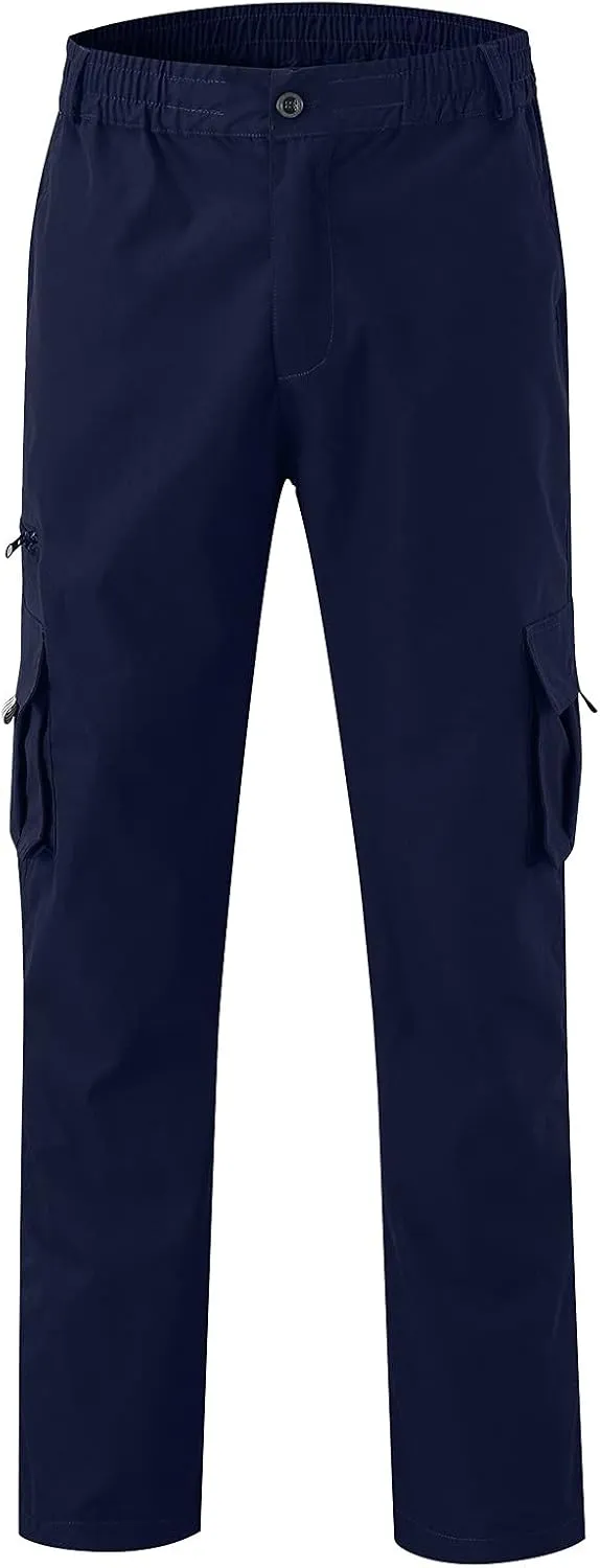 GIERIDUC Mens Stretch Waist Cargo Pants Mens Khaki Cargo Pants Relaxed Fit Mens Activewear Pants Tall Best Long Pants for Men