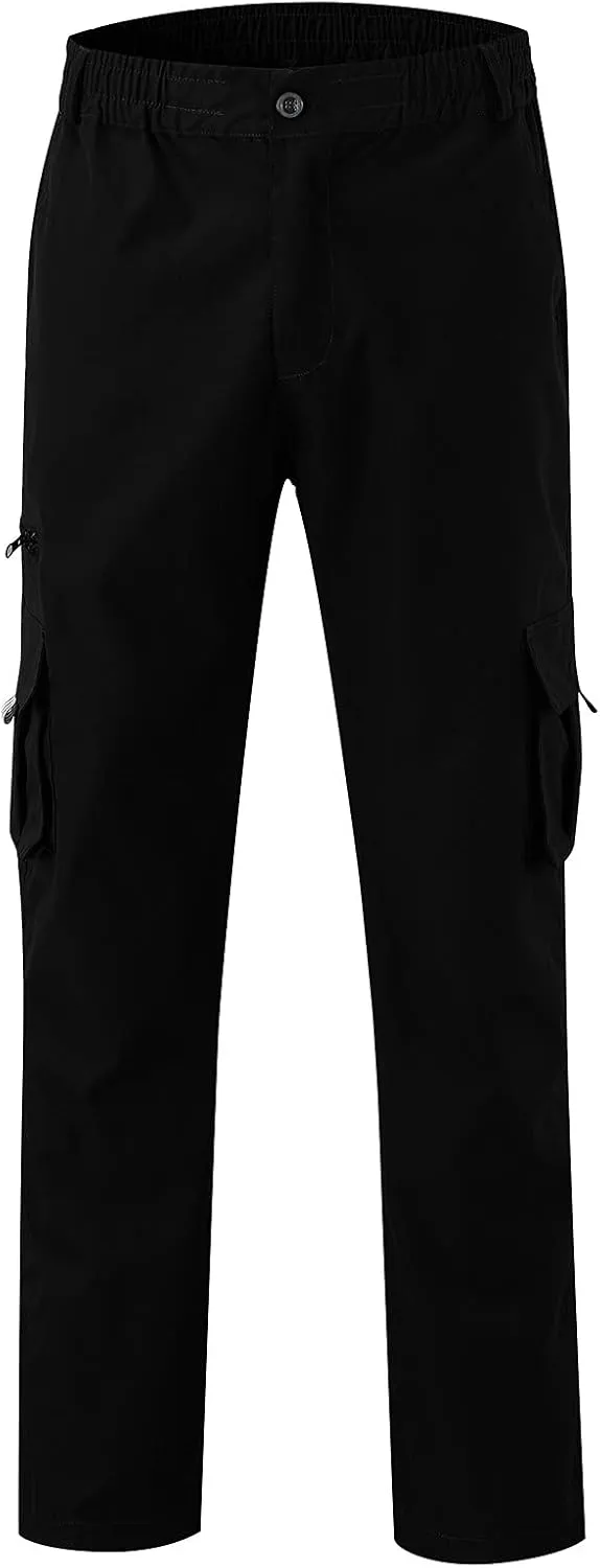 GIERIDUC Mens Stretch Waist Cargo Pants Mens Khaki Cargo Pants Relaxed Fit Mens Activewear Pants Tall Best Long Pants for Men