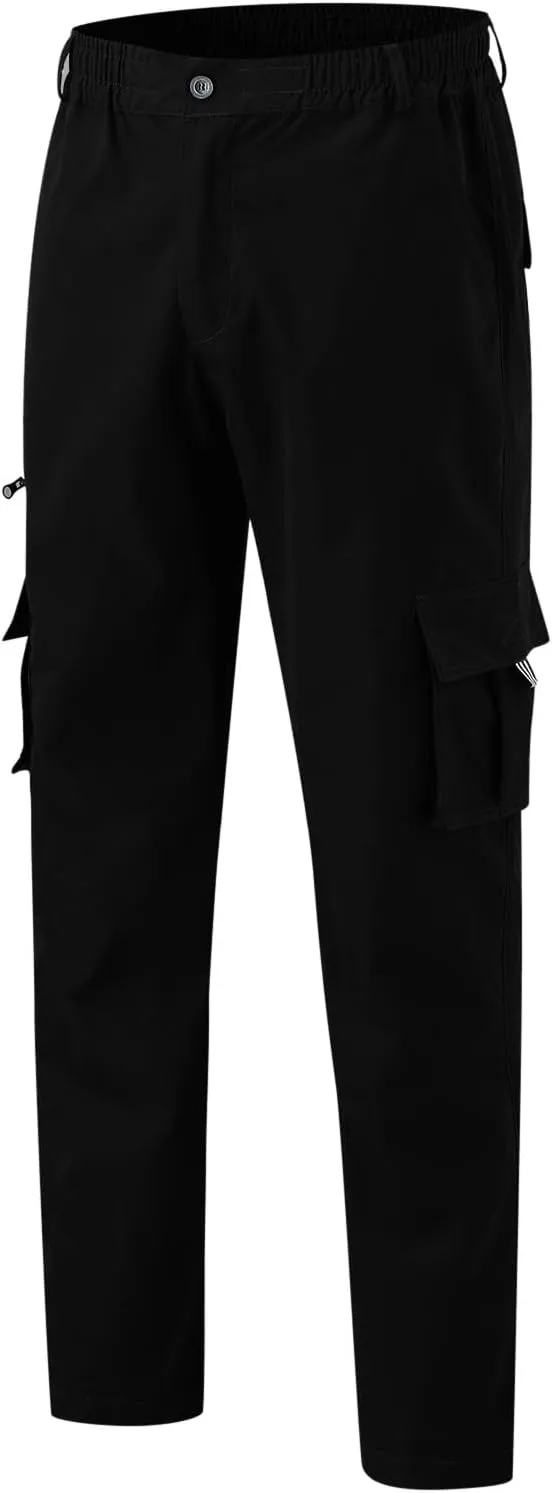 GIERIDUC Mens Stretch Waist Cargo Pants Mens Khaki Cargo Pants Relaxed Fit Mens Activewear Pants Tall Best Long Pants for Men