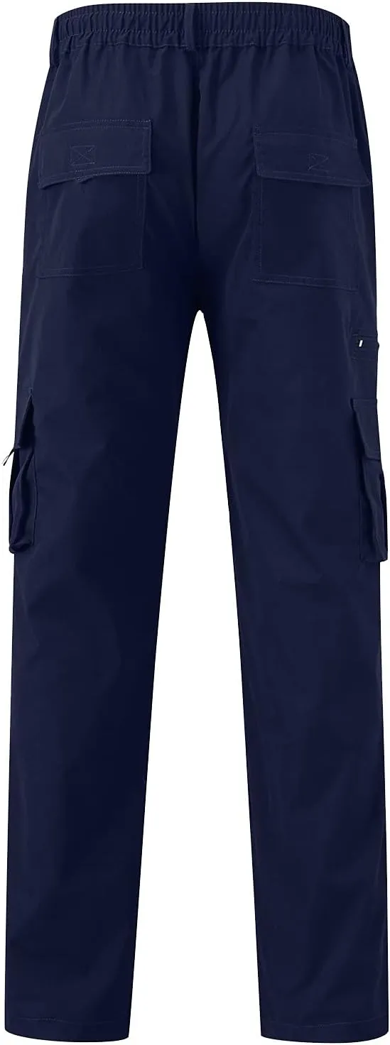 GIERIDUC Mens Stretch Waist Cargo Pants Mens Khaki Cargo Pants Relaxed Fit Mens Activewear Pants Tall Best Long Pants for Men