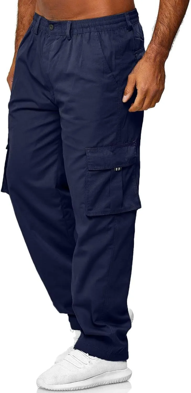 GIERIDUC Mens Stretch Waist Cargo Pants Mens Khaki Cargo Pants Relaxed Fit Mens Activewear Pants Tall Best Long Pants for Men