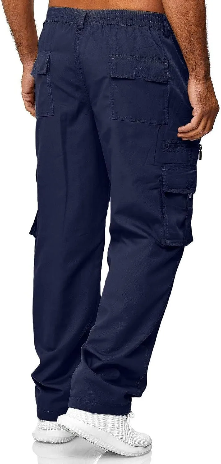 GIERIDUC Mens Stretch Waist Cargo Pants Mens Khaki Cargo Pants Relaxed Fit Mens Activewear Pants Tall Best Long Pants for Men
