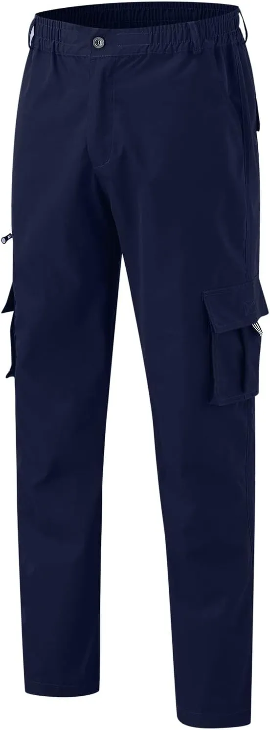 GIERIDUC Mens Stretch Waist Cargo Pants Mens Khaki Cargo Pants Relaxed Fit Mens Activewear Pants Tall Best Long Pants for Men