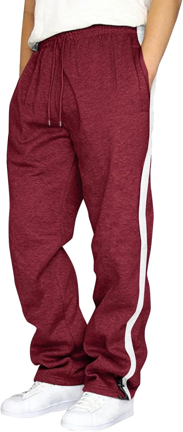 GIERIDUC Men's Twill Relaxed Fit Cargo Pant Wide Leg Tracksuit Bottoms Mens Fashion Dress Pants Black and White Leggings