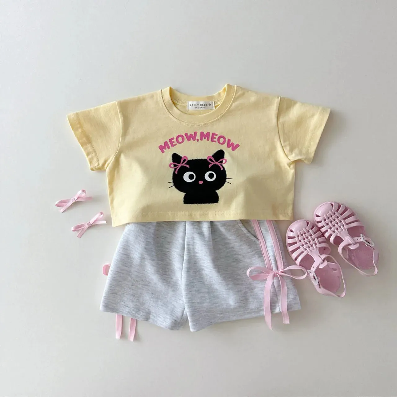 Girls Striped Bow Shorts