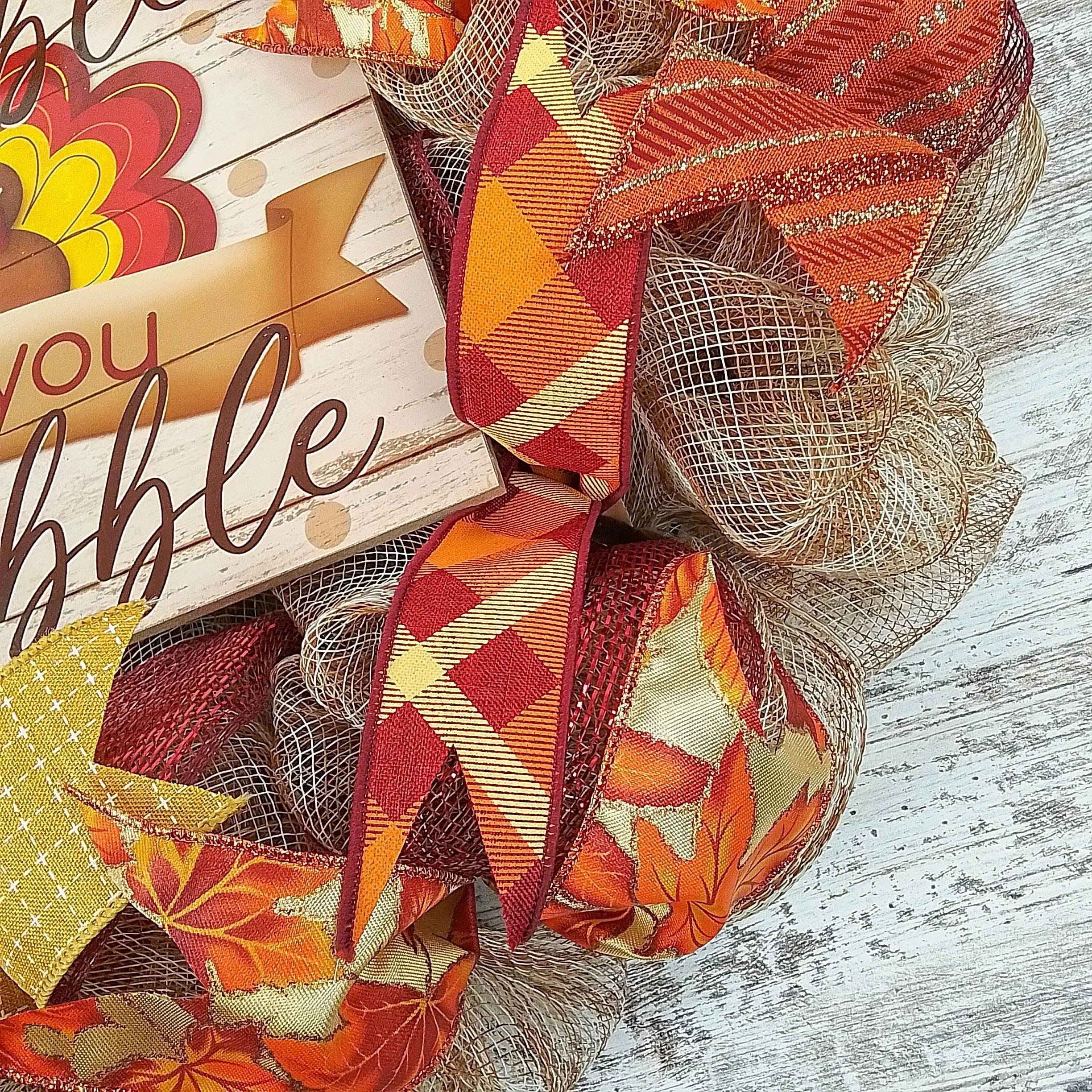 Gobble Til You Wobble Thanksgiving Turkey Wreath
