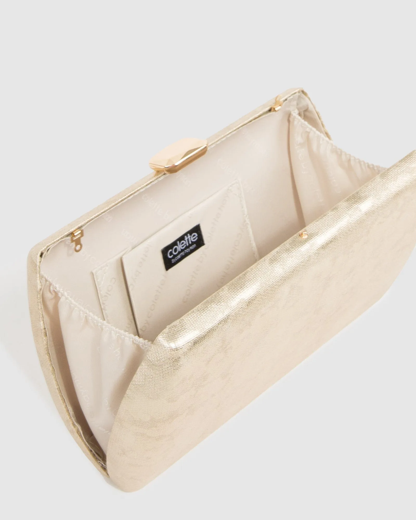 Gold Aliana Hardcase Clutch Bag