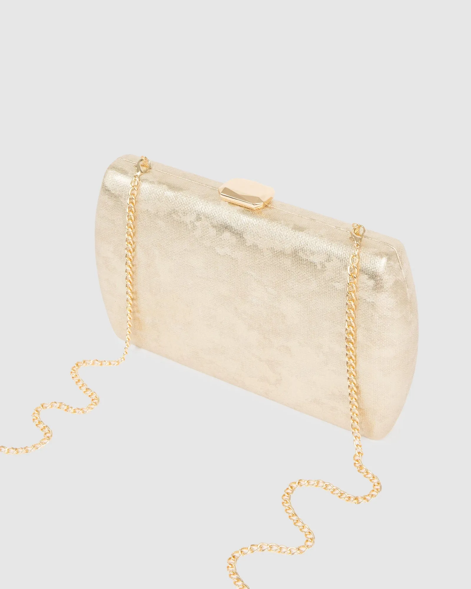 Gold Aliana Hardcase Clutch Bag