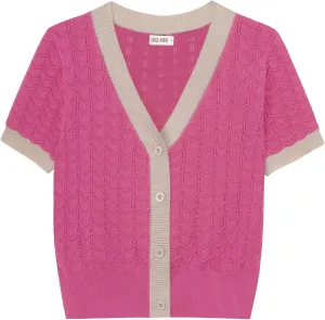 GRACE KARIN Womens Summer Cardigan Sweaters 2025 Short Sleeve Cropped V Neck Lightweight Textured Ribbed Sweaters Tops