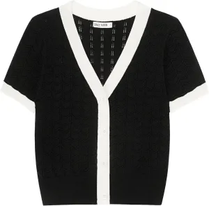 GRACE KARIN Womens Summer Cardigan Sweaters 2025 Short Sleeve Cropped V Neck Lightweight Textured Ribbed Sweaters Tops