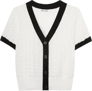 GRACE KARIN Womens Summer Cardigan Sweaters 2025 Short Sleeve Cropped V Neck Lightweight Textured Ribbed Sweaters Tops