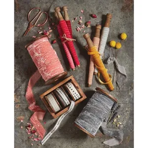 Grey Frayed Velvet Ribbon Spool