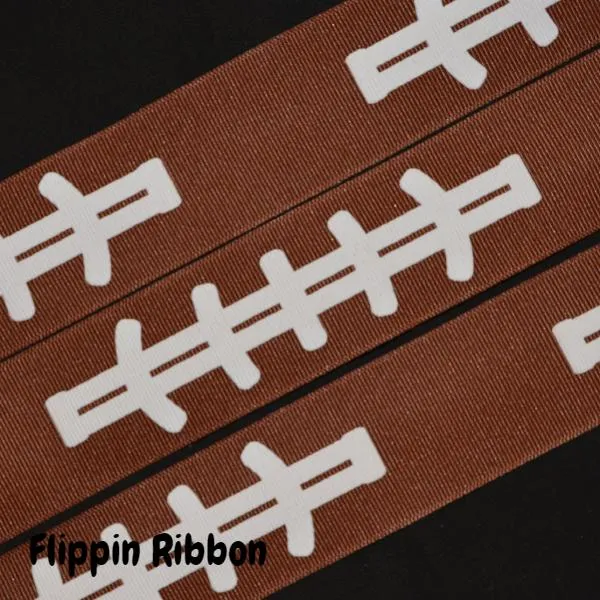 Gridiron Football Ribbon - 1 1/2 inch Printed Grosgrain