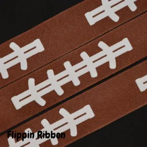 Gridiron Football Ribbon - 1 1/2 inch Printed Grosgrain